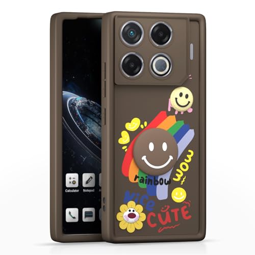 Image of Pikkme Back Cover for Infinix GT 20 Pro 5G | Soft Silicone| Cute Rainbow Smile & 3D Cartoon Flower Design | Shockproof Raised Camera Protection Bumper Case (Brown)