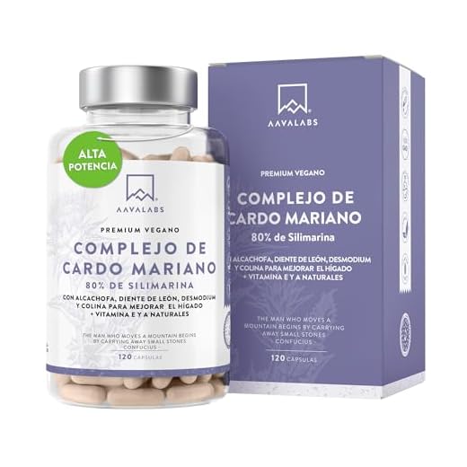 Cardo Mariano Capsulas (80% de Silimarina) Alta Potencia 15000mg (Extracto 25:1) con Extracto de Alcachofa, Diente de León, Desmodium y Colina - 120 Milk Thistle Suplementos para Detox Higado
