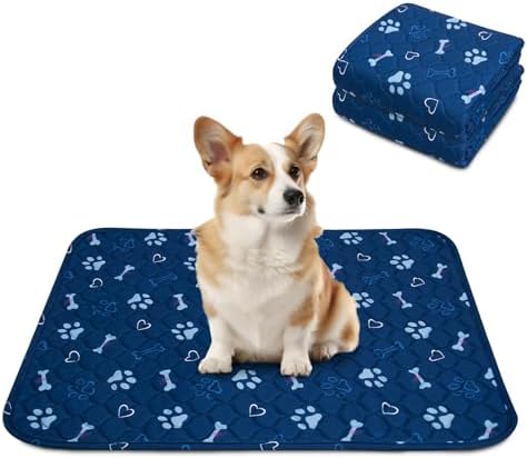 （09:00時点） STVICTORY ペットシーツ 洗える 犬 猫 ペット用 おしっこマット 下敷き ペットマット 滑り止め 防水 速乾 消臭 子犬/シニア犬の介護シーツ 繰り返し使用可能 多頭飼い 骨柄（ネイビー 60x45cm 2枚セット）