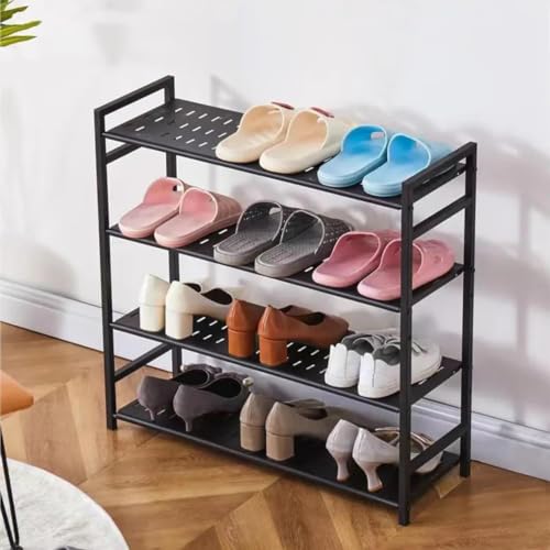 Image of 5 Tier Metal Shoe Rack for Entryway, Shoe Storage Organizer, Multi Layer Shoe Stand, Heavy Duty Shoe Shelf for Home, Bedroom, Closet & Living Home (Black, 4-Tier)