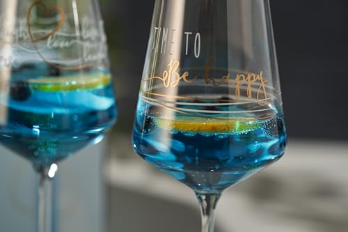Foto von Leonardo Presente Wein-Gläser 2er Set Happy, spülmaschinenfeste Wein-Kelche mit gezogenem Stiel, Rotwein-Glas Geschenk-Set 560 ml 029176