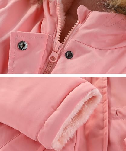 M2C Girls Fleece Lined Puffer Jacket with Faux Fur Trim Hooded Winter Coat4