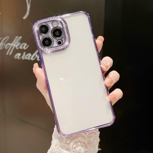 Coque paillettes violette antichoc et brillante strass pour iPhone 13 Pro Max