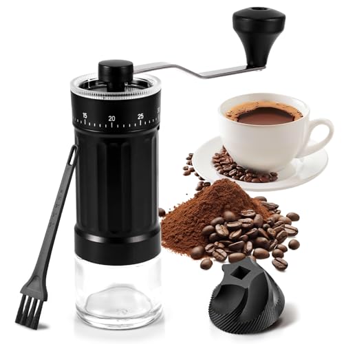 Mini Manuelle Kaffeemühle, Tragbare Handkaffeemühle mit hochpräzisem Keramik-Kegelmahlwerk, 30 g Fassungsvermögen 40 einstellbare Stufen, geeignet für Espresso Reisen Camping Büro Pour Over