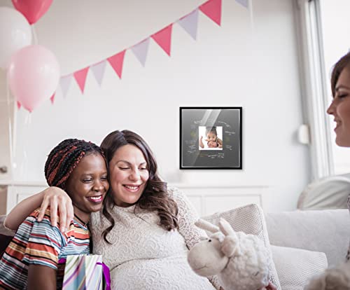 20X20 Square Black Autograph & Signature Picture Frame With Black Circle Opening Photo Mat For 8X8 Pictures Wooden Picture Frames - Birthday, Baby Shower, Memorial Signing Board, Matted Frame #TOP5