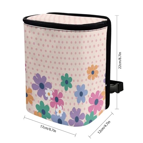 Image of Cute Groovy Flower Butterfly Car Trash Can Bin Interior Accessory Large Capacity Auto Garbage Bin for SUV Truck,Garbage Container Bin