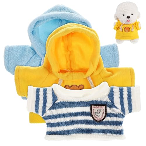 Garneck Plush Bear Clothes 40cm Toy Sweater Set 3pcs Blue Striped Blue Hoodie Yellow Sweater Dolls Costume
