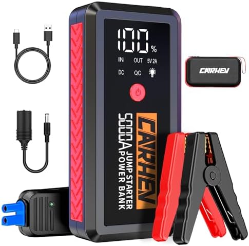 DYEETIC Démarreur de Voiture 6000A avec Compresseur 150 PSI, 12V Booster Batterie Lithium pour Tout Moteur Essence & Diesel 10L, Gonfleur Pneus Portable, Lampe LED et Câbles de Démarrage Argent - La DYEETIC Démarreur de Voiture 6000A avec Compresseur 150 PSI, 12V Booster Batterie Lithium pour Tout Moteur Essence & Diesel 10L, Gonfleur Pneus Portable, Lampe LED et Câbles de Démarrage Argent - La