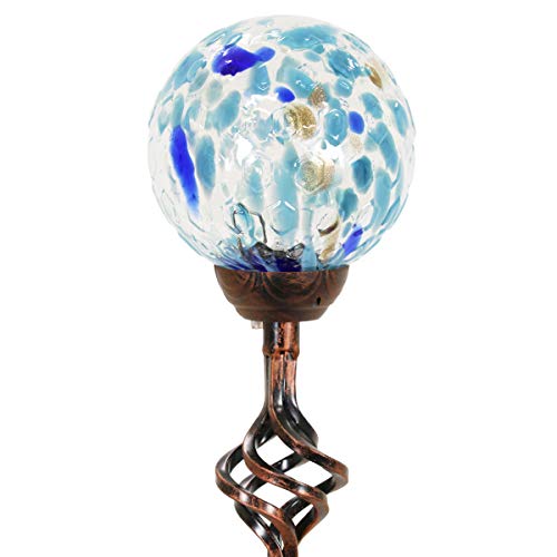 Exhart Garden Solar Lights, Decorative Led Honeycomb Glass Ball Garden Stake, Glass And Metal Outdoor Decoration, Blue, 4 X 31 Inch #TOP6