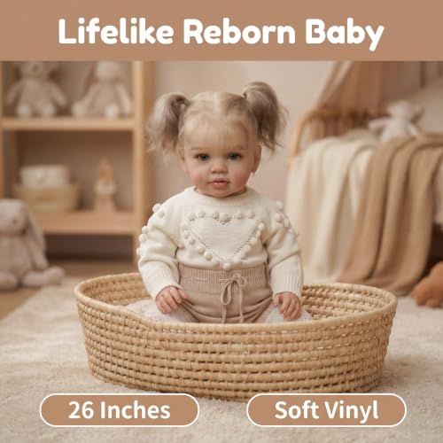 Muñeca Reborn Bebé Realista 26 Pulgadas con Cuerpo de Tela miniatura 7