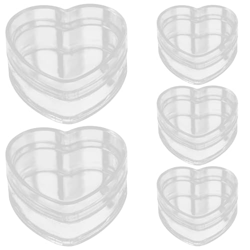 Gogogmee 5個 クリアハート形収納ケース 小型ジュエリーディスプレイボックス キャンディ包装用 透明ハート型コンテナ バレンン や小物整理