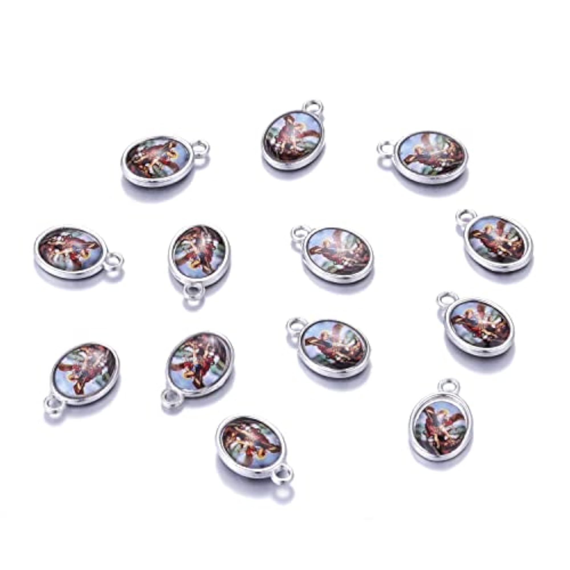 80pcs Archangel St Saint Michael Medals Charms for Crafting