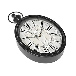 Menterry Small Retro Oval Wall Clock, Antique Old Design, Black Vintage Style, Battery Operated Silent Decor Wall Clocks for Kitchen,Bedroom,Farmhouse,Bathroom (11.2" H x 6.7" W) Menterry Small Retro Oval Wall Clock Antique Old Design Black Vintage Style Battery Operated Silent Decor Wall Clocks for KitchenBedroomFarmhouseBathroom 112 H x 67 W