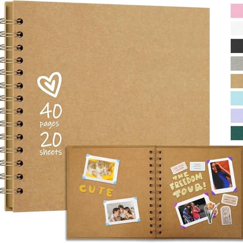 DIY Scrapbook Album Hardcover Kraft Paper Photo Memory Book with 20 Sheets Perfect for Family Weddings Anniversaries & Small Scrapbooking Projects
