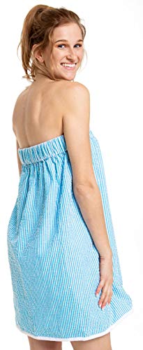 Seersucker Spa Wrap (Turquoise)2