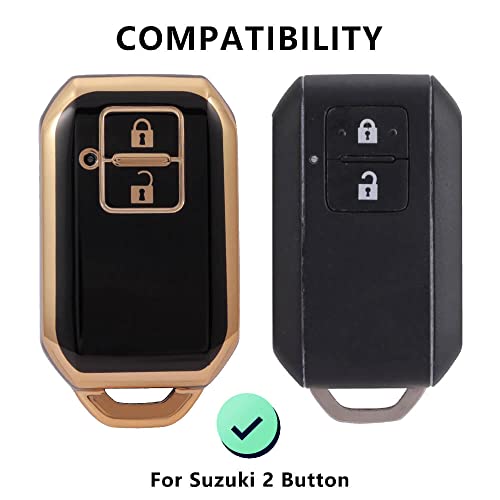 Image of Keycare TPU Key Cover Compatible for: Victoris, Glanza, Urban Cruiser Hyryder Smart Key (Gold Black)