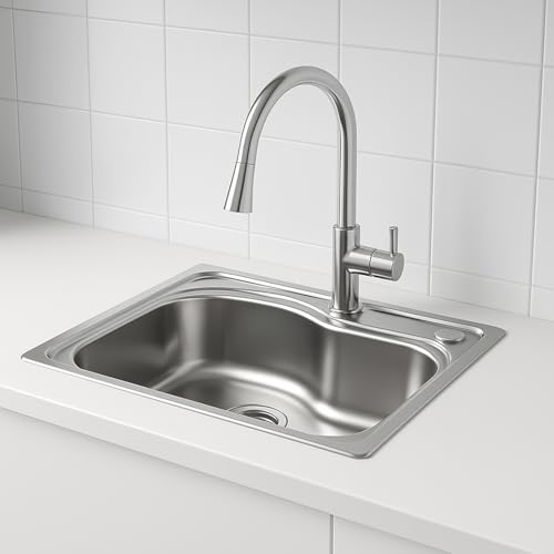 Melanstar Fregadero de acero inoxidable, 1 lavabo,...