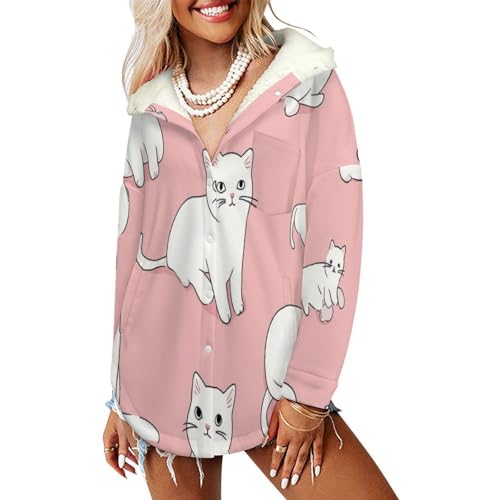 Outercoat blouson hiver décontractée sherpa doublure peluche rose