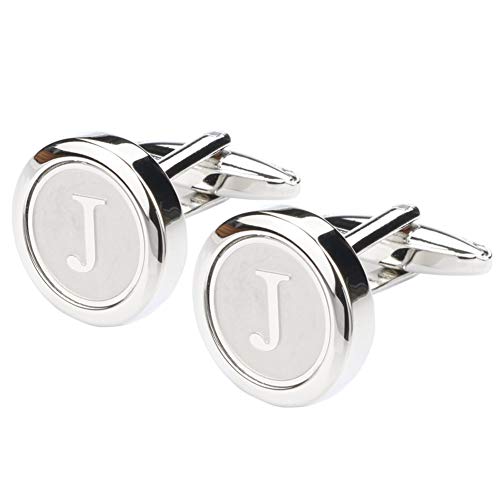 image for Dannyshi Mens Classic Stainless Steel Initial Cufflinks 26 Alphabet In