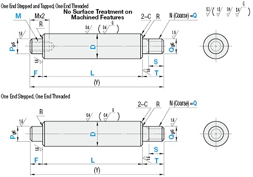 Witproton One End Stepped and Tapped or Not-Tapped, One End Threaded Precision Linear Shaft 20mmX400mm 1pc