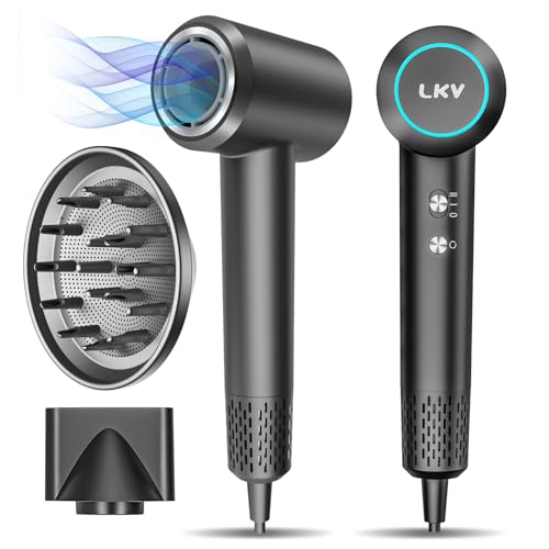LKV Phon Ionico 110.000 Giri/Min per Asciugatura Rapida 200 Milioni di Ioni Negativi Asciugacapelli Phon Capelli Ionico, Phone Capelli Professionale con Diffusore Magnetico 360 per Viaggi e Domestico