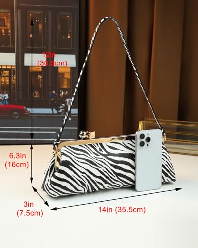 Image of Rejolly Women Vintage Kiss Lock Top Handle Handbag Evening Purse Crossbody Shoulder Bag with Chain Strap