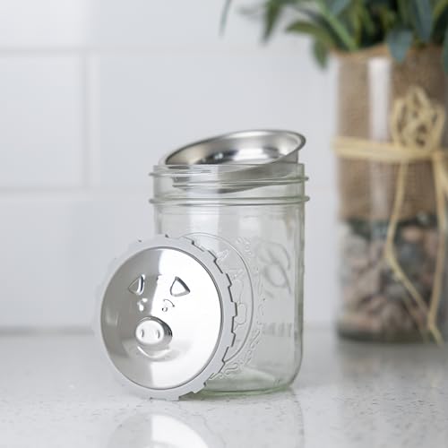 Jarware Stainless Steel Kitchen and Bacon Grease Strainer Lid For Wide Mouth Mason Jars, 3.38" x 1" Grease Keeper Lid by Jarware - Image 2