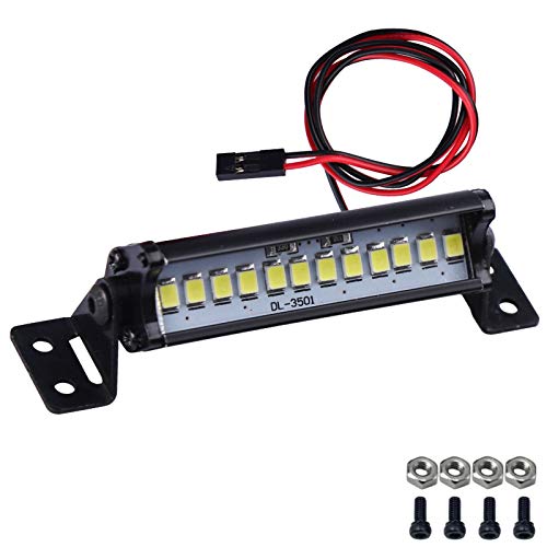 Rc Crawler Light Bar W/ Led For 1/10 Trx-4 Scx10 (Black, Set Of 1) (52Mm / 2 Inch) #TOP2