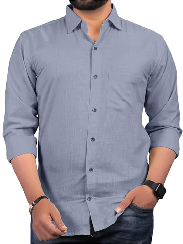 Image of Men Regular Fit Solid Spread Collar Casual Shirt