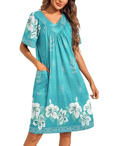 Ekouaer Womens House Dress Floral Print Moo Moos Nightgowns Moomoo Dresses Mumus with Pockets