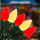 26FT C9 Red and White Christmas String Lights, Outdoor Christmas Decorations Lights...