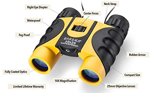 Barska 10X25 Compact Waterproof Binocular (Yellow) #TOP6