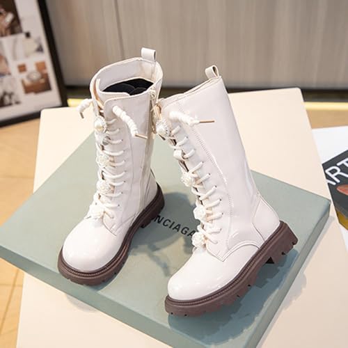 Girl Lace Up High Boots Side Zip Up Easy On Western Riding Little Kids Boot Preppy Style Combat Chunky Heel Boots4