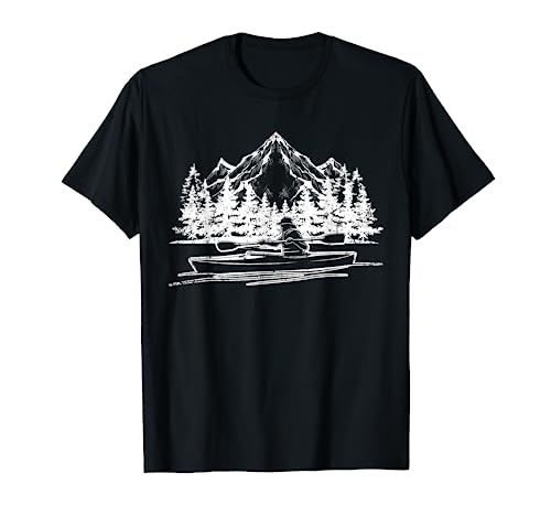 Montagnes Canoë Canotage Arbres Sport Kayakeur Kayak T-Shirt