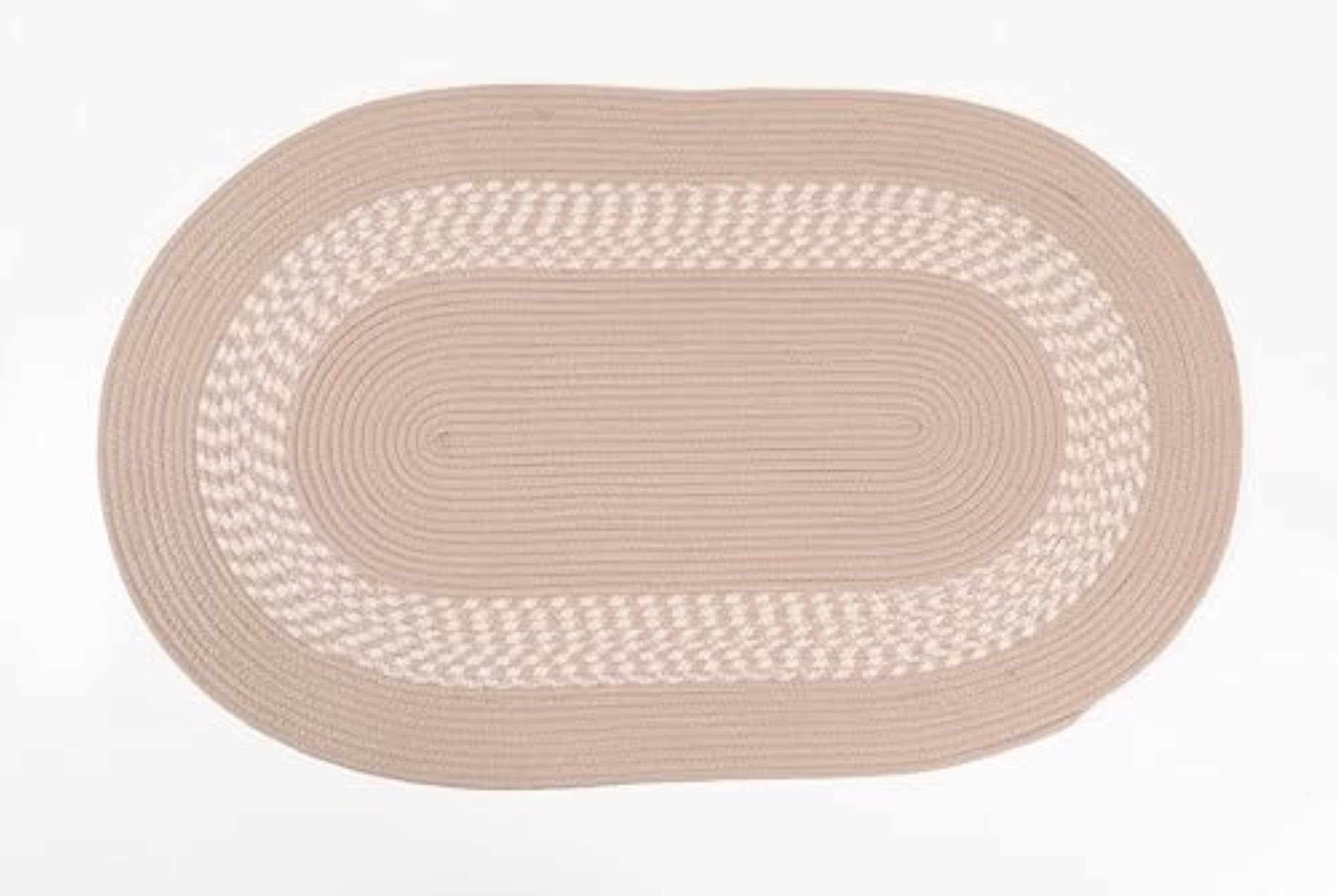 Houndstooth Pattern Oval Braided Micro Bathmat, Beige