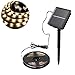 Solar Strip Light, ALLOMN LED String Light Outdoor Waterproof Flexible LED Ribbon 9.8ft/3M 90 LED Mood Rope Lighting for Garden Patio Yard Path Party Christmas Decoration (Warm White)