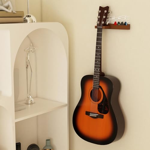 CoolGift Mart Light up Guitar Wall Mount, Musical Notes Design, Pick Holder with USB Powered, Premium Wood and Acrylic, for Acoustic Electric Bass Ukulele Violin, Gift for Guitar Players