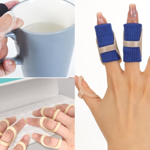 CXWUZH Finger Splint Kits 9 Pcs Oval Finger Splints & 3 Pack Finger Sleeves for Trigger, Mallet, Arthritis Straightening Finger Brace Support for Thumb/Middle/Ring/Index/Pinky (Size 3-11)