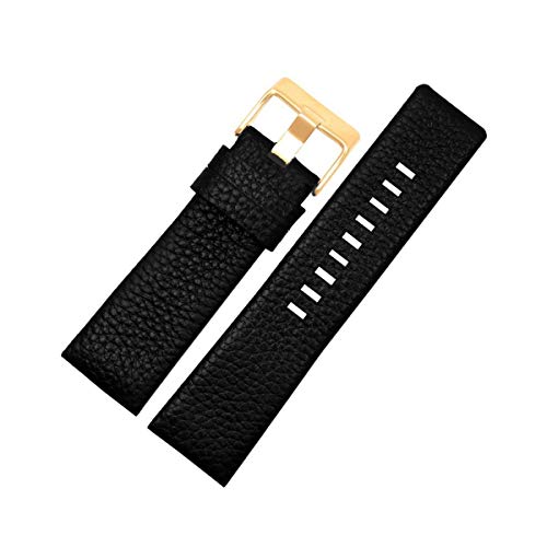 30mm Correa de Reloj Reloj de los Hombres de Banda de Cuero Genuino de la Correa de la Venda de 22-30mm Grano del lichí para Reloj Diesel Banda Suave Correa del Reloj Hebilla de Oro Negro,26mm