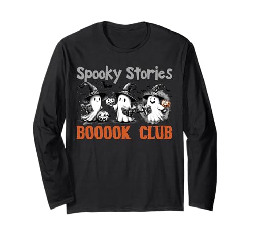 Boo Ghost Books Club de libros Halloween Mujeres Maestra de escuela Manga Larga