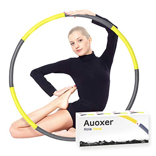 Auoxer Fitness Exercise Weighted Hoola Hoop, Lose Weight Fast by Fun Way to Workout, Fat Burning Healthy Model Sports Life, Detachable and Size Adjustable Design (Yellow)