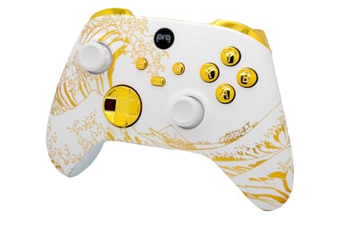 Image of Wireless Custom Controller Compatible with PC, Windows 10+, Series X /S & One (Series X /S Gold Wave w /Gold Chrome Inserts)