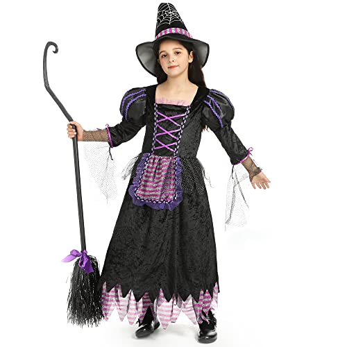 Doxrmuru Halloween Girls Fairytale Witch Costume With Witches Hat (Purpe, 3-4T) #TOP1