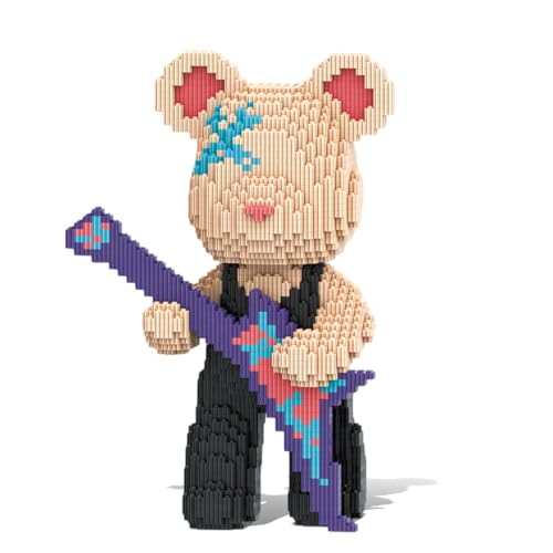 HOOLEDAY Music Guitar Rock Bear Blocks DIY Gift for Adults Kids 3150PCS
