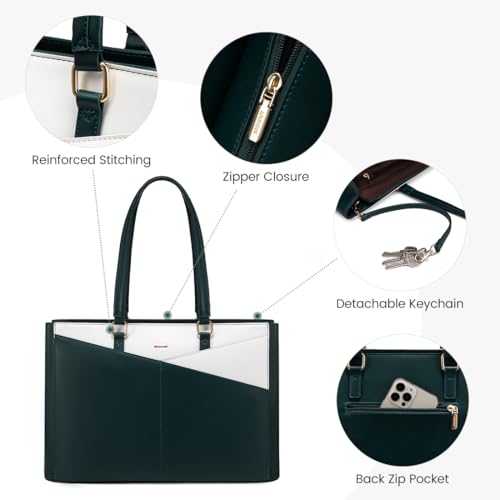 Image of Laptop Tote Bag for Women 15.6 Inch Waterproof Leather Computer Laptop Bag Women Business Office Work Bag Briefcase Large Travel Handbag Shoulder Bag