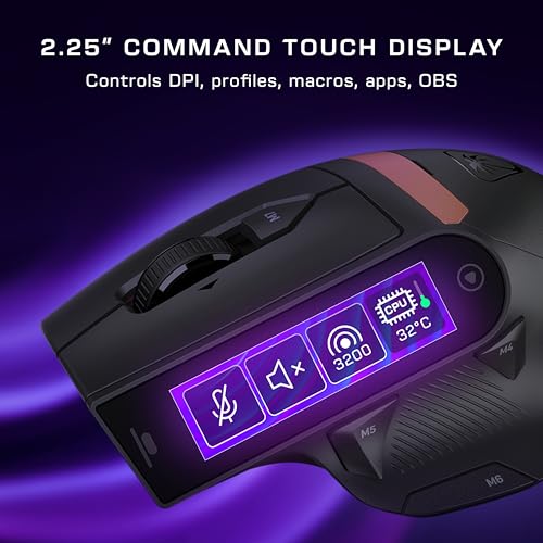 Image of Turtle Beach Command Series MC7 Wireless 8K Customizable RGB Gaming Mouse | Touchscreen Command Display, Charge Dock, True 8K Polling, Owl‑Eye 30K DPI Optical Sensor, Bluetooth, Optical Switches, Black