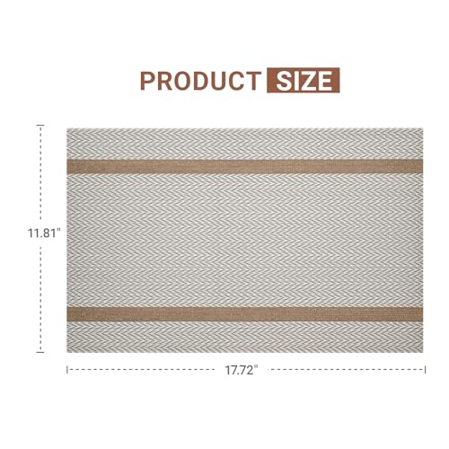JAFLYDE Placemats Set of 6, Heat Resistant Non-Slip PVC Vinyl Woven Table Mats for Dining Table, Washable & Durable Place Mats for Kitchen, Indoor, Outdoor by JAFLYDE - Used condition - Image 2