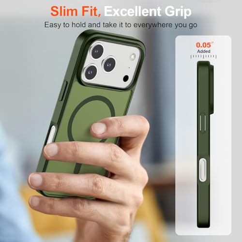 Image of SUPFINE Magnetic for iPhone 17 Pro Case (Compatible with MagSafe)(Military Grade Drop Protection) Translucent Matte Shockproof with Anti-Fingerprint Phone Cover,Cangling Green