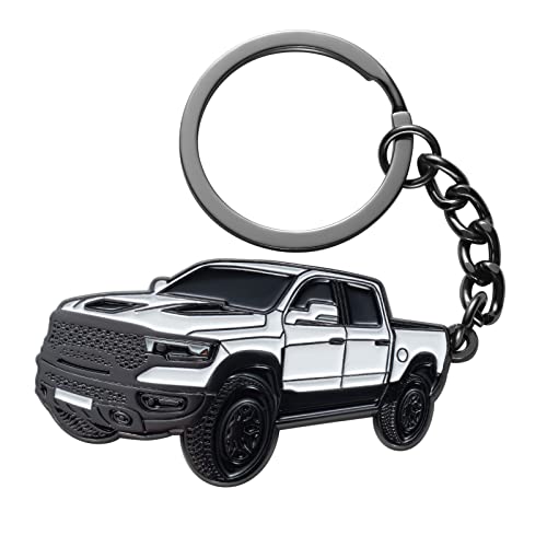 Image of Car Keychain for Dodge RAM 2023 2022 1500 TRX Key Chain Fob Cover Cool Mods Accessories 2 inchx1.3 inch White