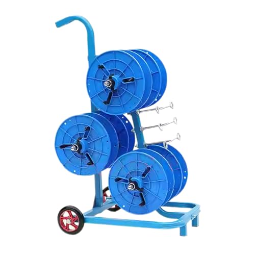 Solución de almacenamiento para bobinas con este carro de cables con ruedas azul 2